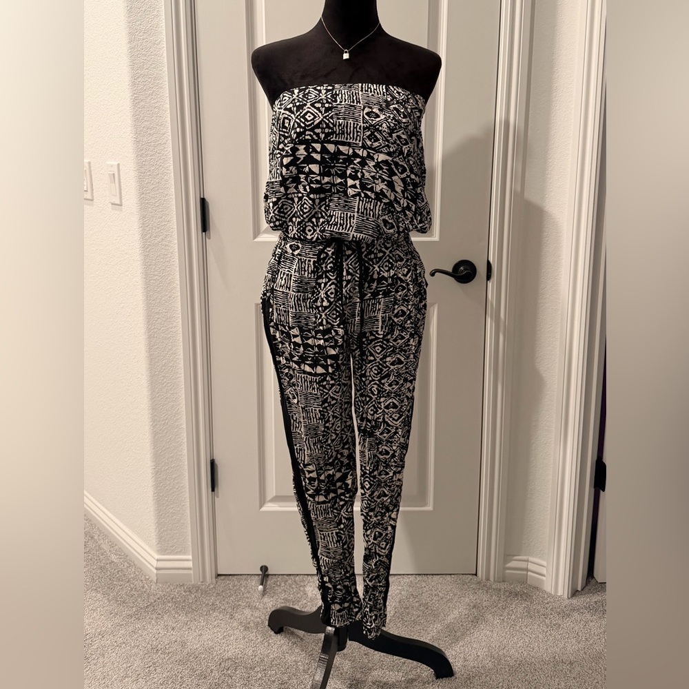 Boom Boom Jeans Black and White Patterned Jumpsuit